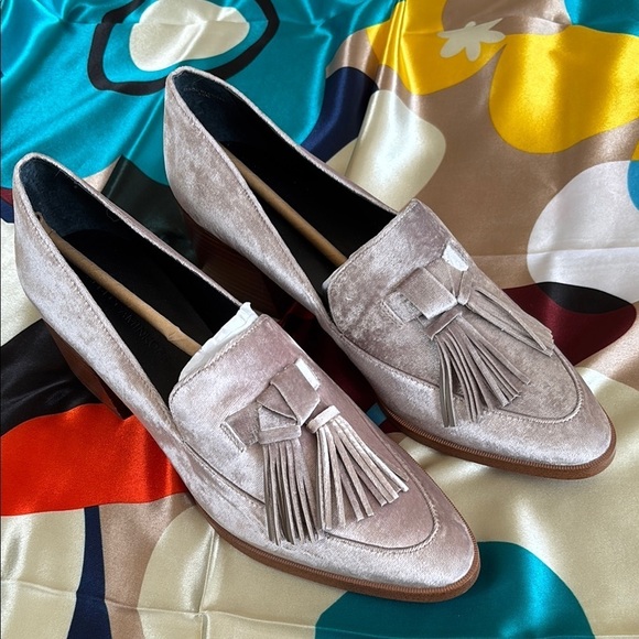 Brand New Rebecca Minkoff Edie Velvet Tassel Loafers Stacked Heel Slip On Shoes - Picture 1 of 16